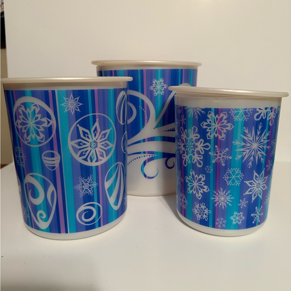 Tupperware One Touch Winter Nesting Canisters Set of 3